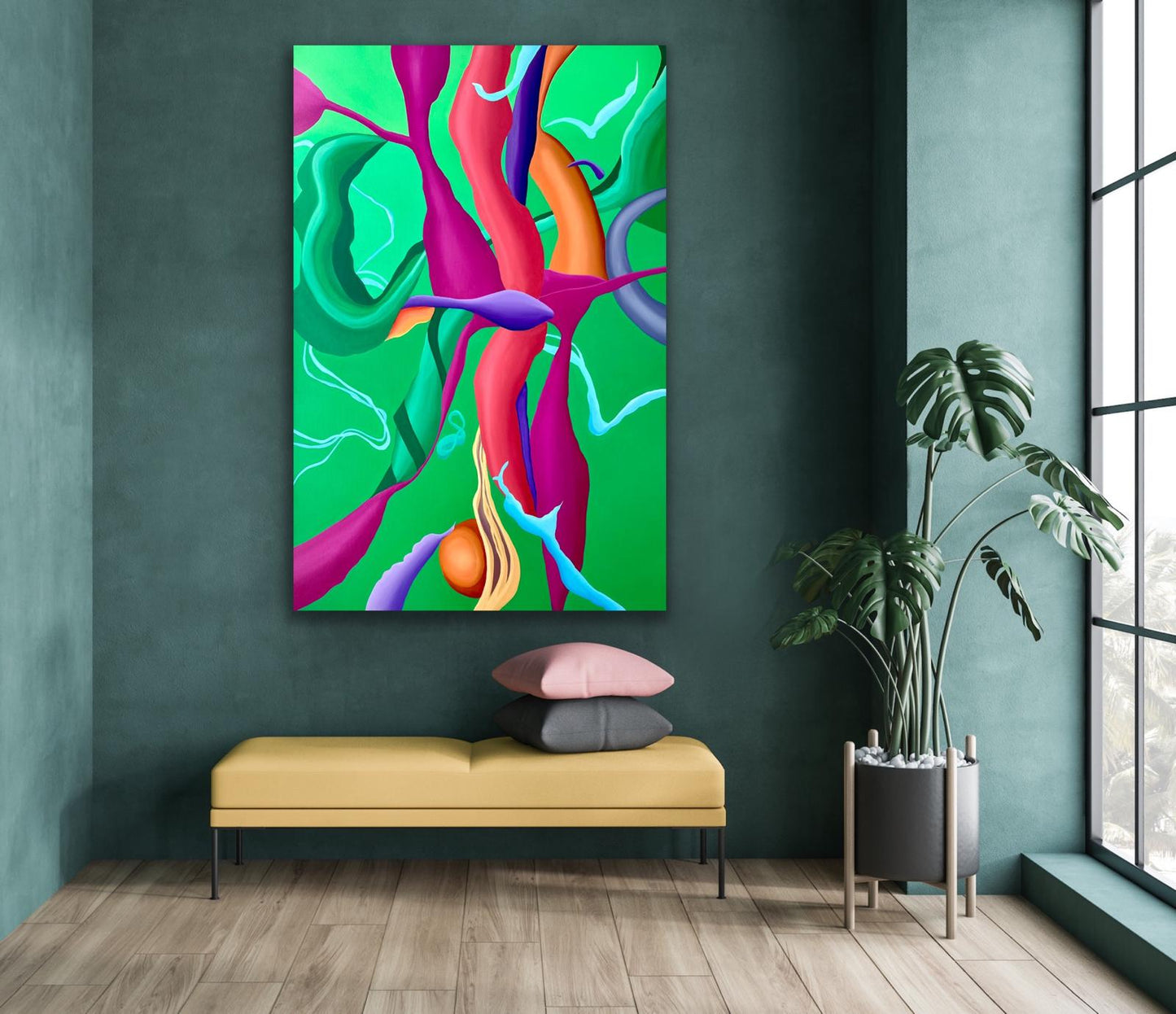 Green Velvet  -72 x 48 x 2 in / 152.4 x 101.6 cm